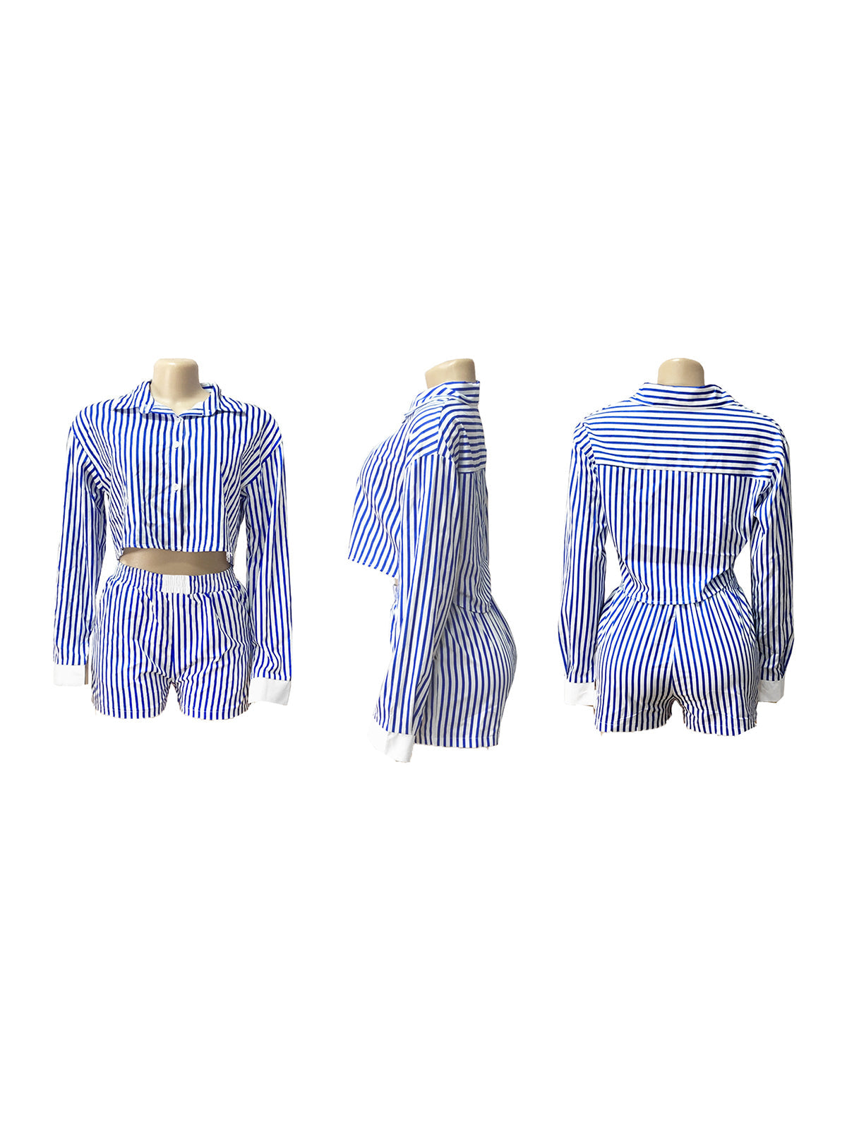 Striped Shirt Shorts Set