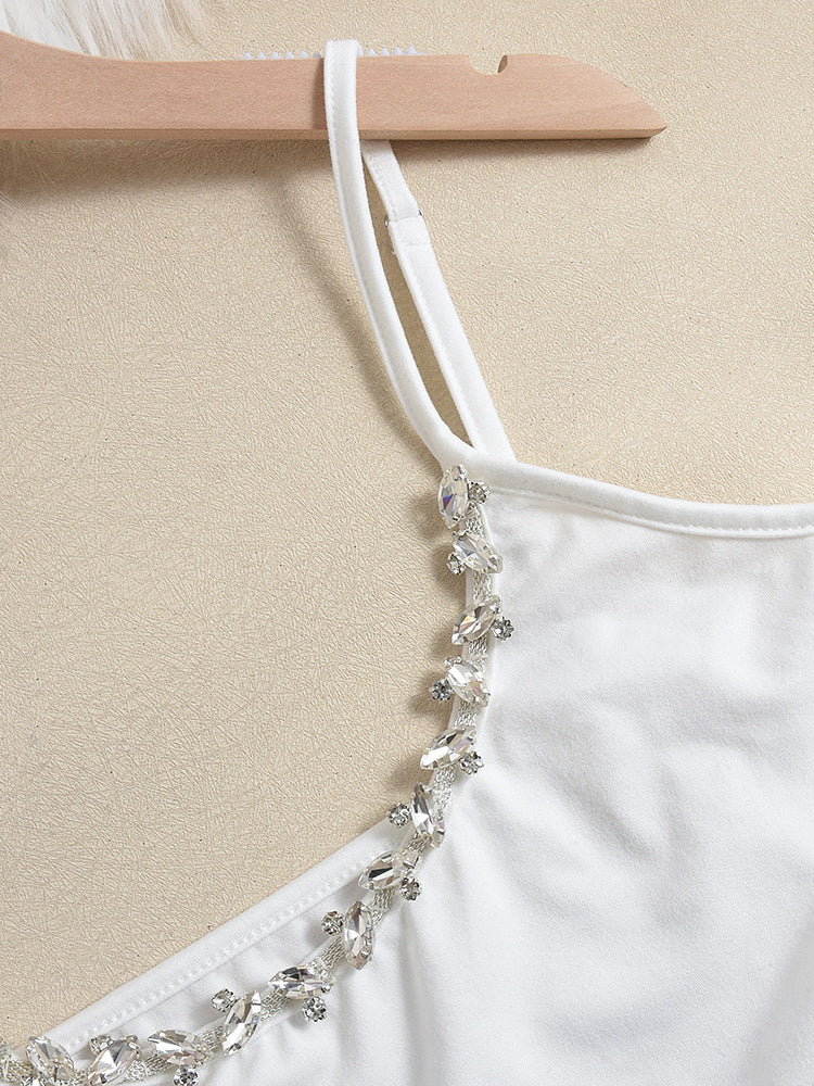 Spaghetti Strap Top with Diamante Details