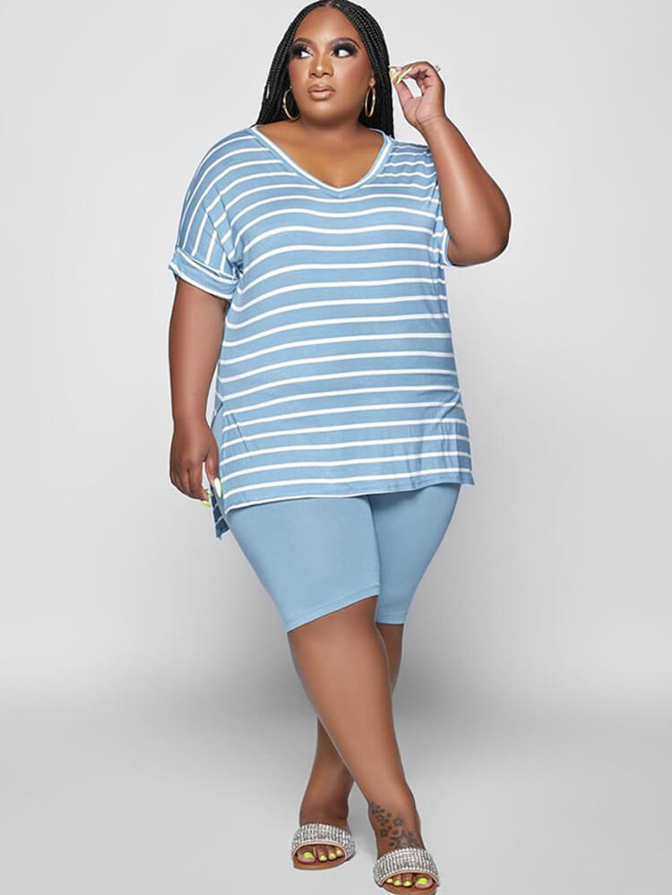 Two Piece Short Sleeve T-Shirt Bodycon Shorts