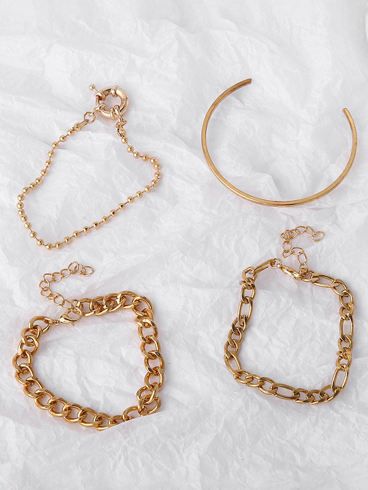 Four Piece Thick Chain Bracelets