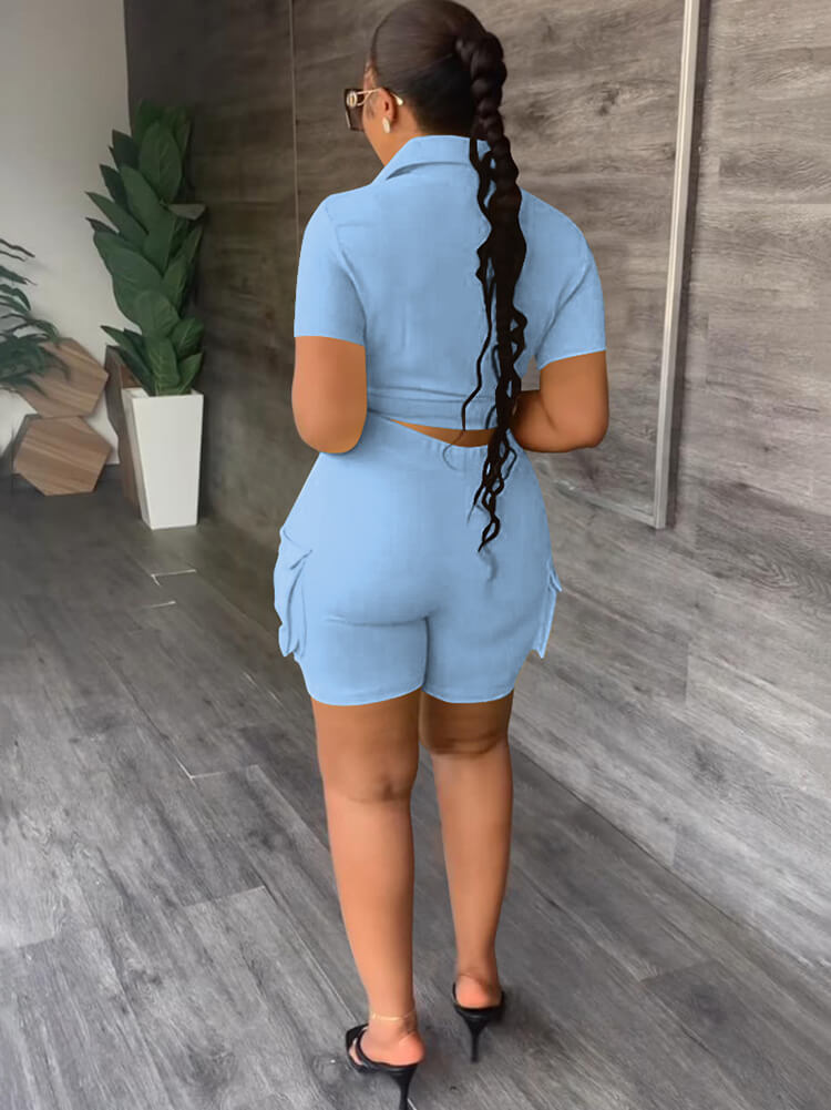 Two Piece Short Sleeve Top Shorts