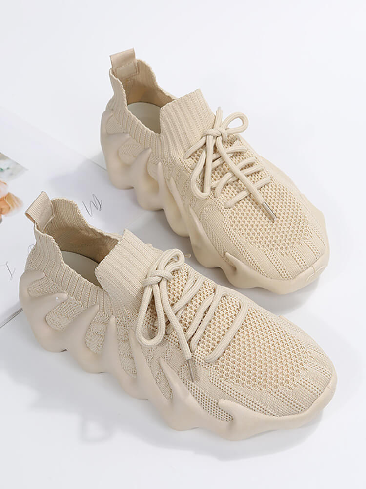 Elastic Lace-up Knit Breathable Sneaker