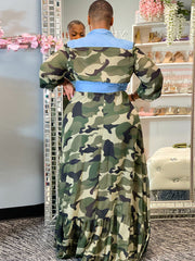 Long Sleeves Camouflage Maxi Dress