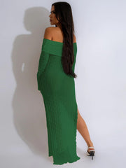 Off Shoulder Mesh Long Sleeve Dress