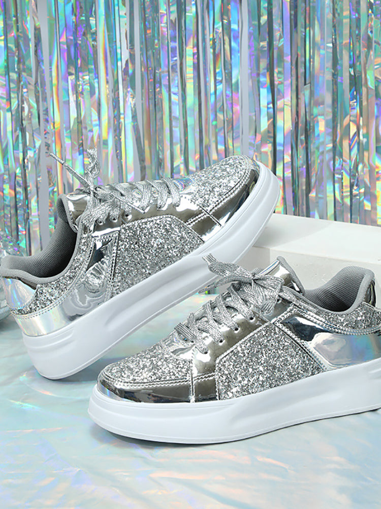 Sequin Platform Sneakers