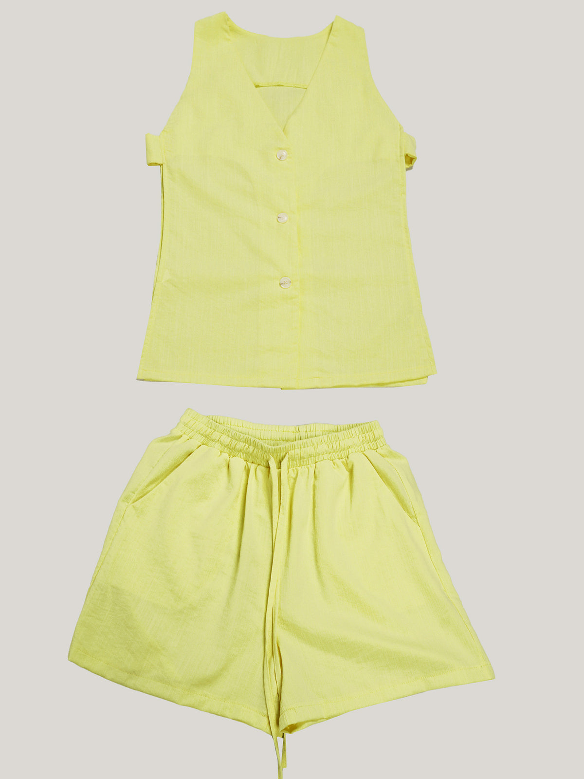 Solid Color Vest Shorts Set