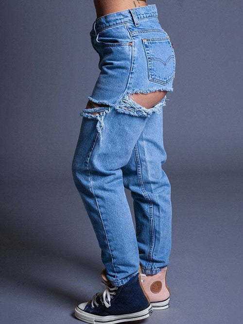 Jean skinny déchiré à découpes