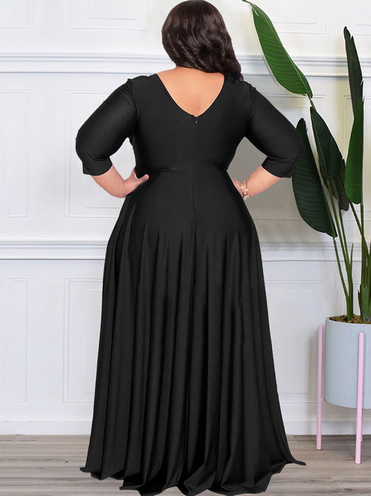 Bracelet Sleeve V Neck Bodycon Maxi Dress