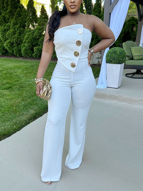 Asymmetrical Sleeveless Strapless Jumpsuit