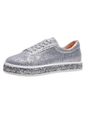 Glitter Sparkly Lace Up Flat Sneaker