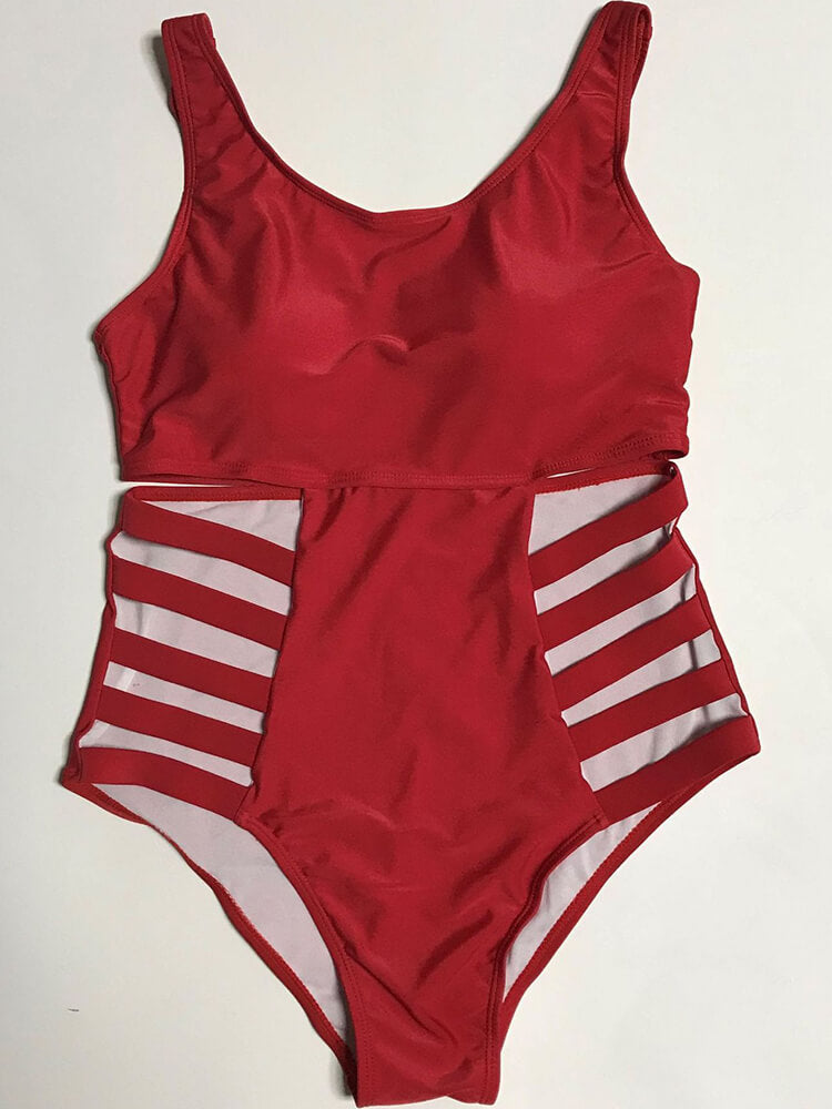 Plus Size One Piece Hollow Out Swimsuit
