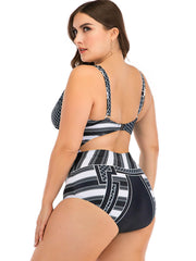 Plus Size One Piece Geometric Cut Out Swimsuit
