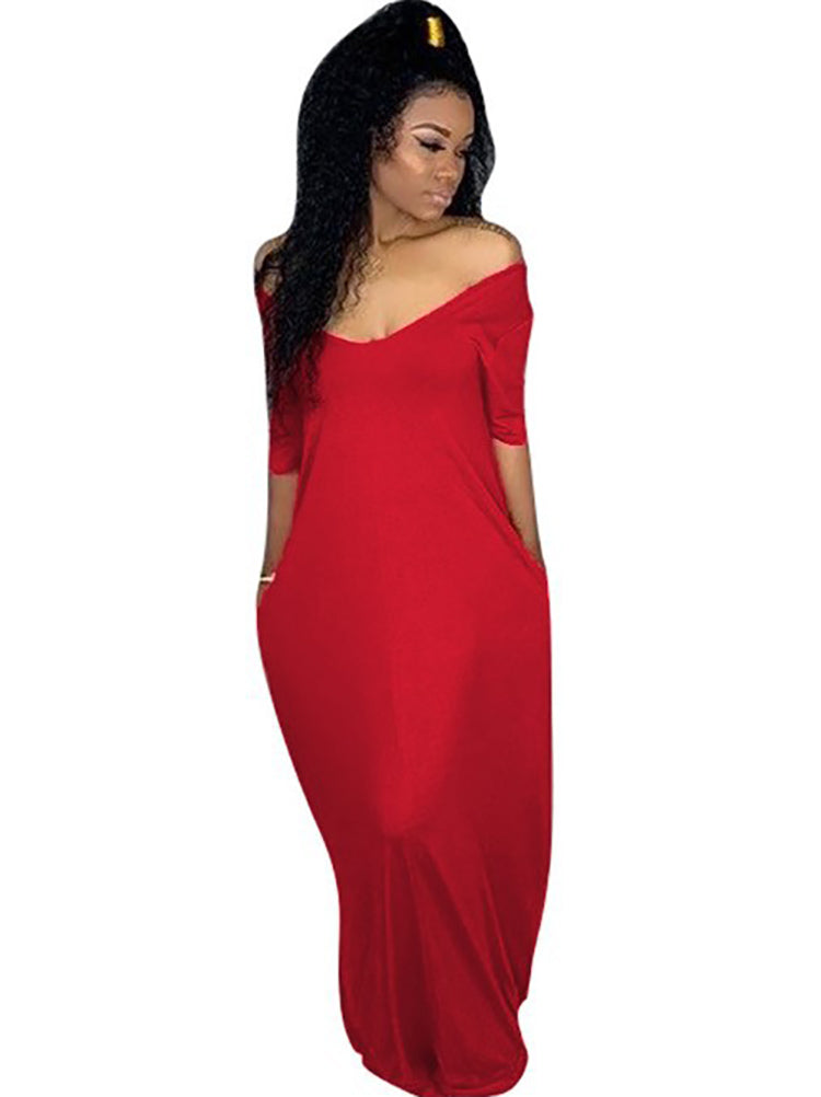 Kaftan Loose Pockets Boho Maxi Dress