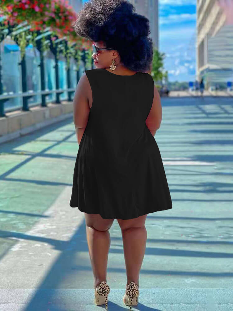 Sleeveless Round Neck Solid Mini Dress