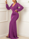 Long Sleeve Ruched Maxi Dress