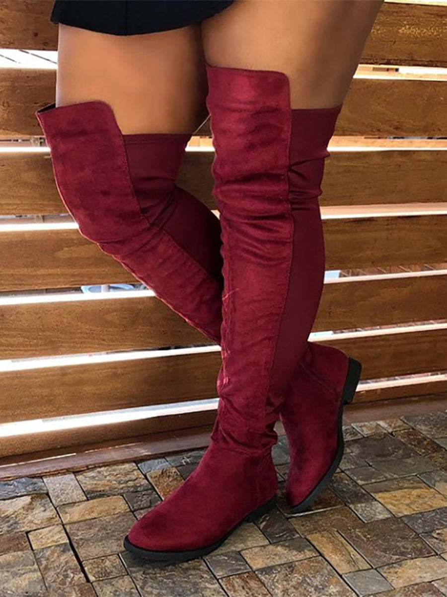 Suede Over-the-Knee Flat Riding Boots
