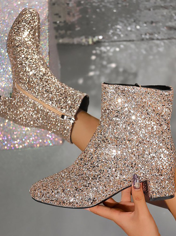 Sequin Glitter Ankle Boots