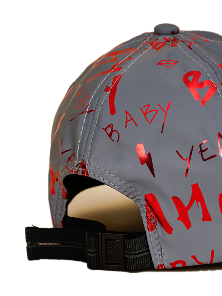 Letter Print Reflective Baseball Caps
