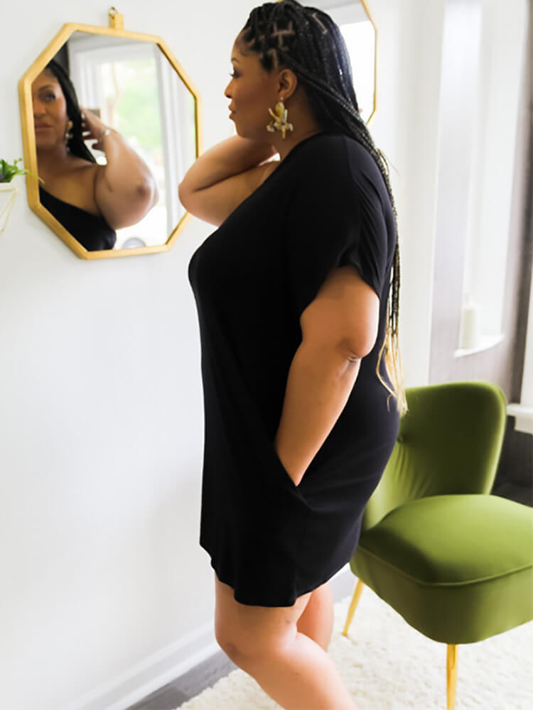 Short Sleeve One Shoulder Mini Dress