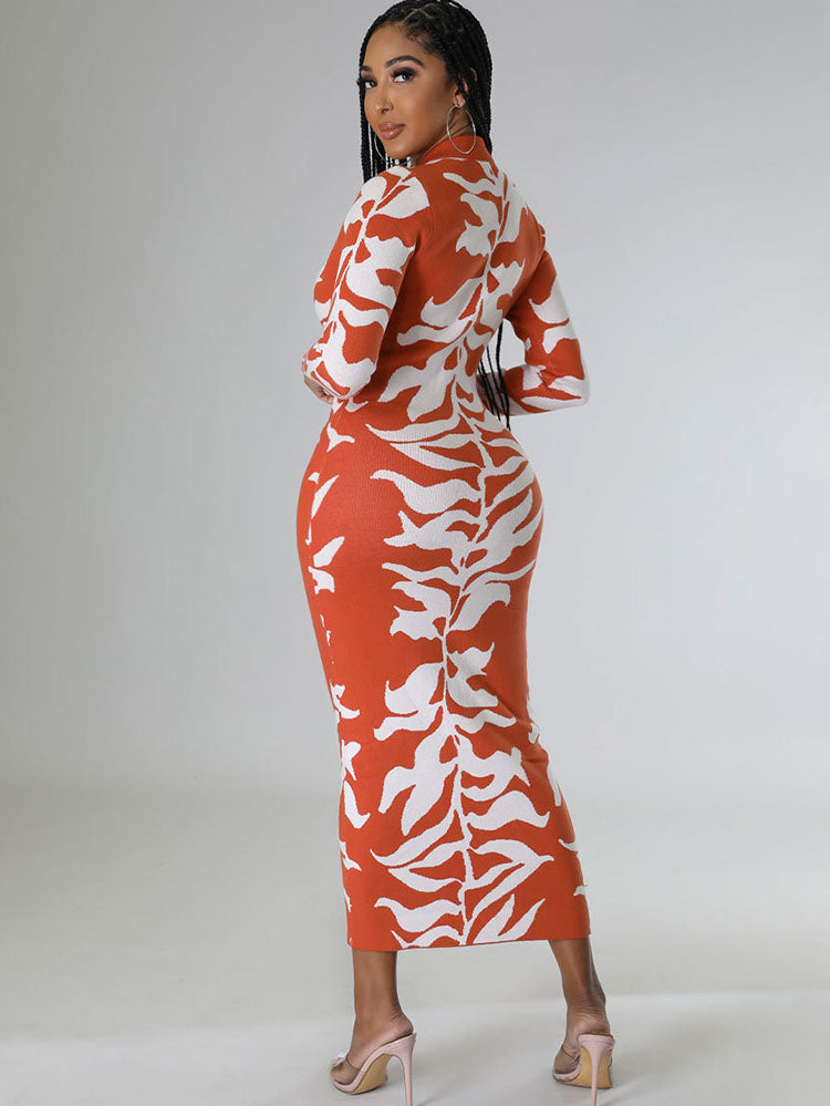 Long Sleeves Lapel Button Midi Dress