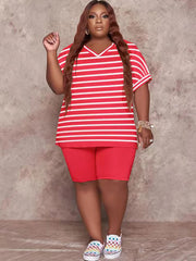 Two Piece Short Sleeve T-Shirt Bodycon Shorts