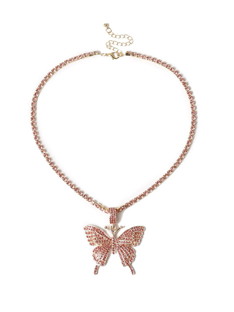 European Butterfly Pendant Rhinestone Necklaces