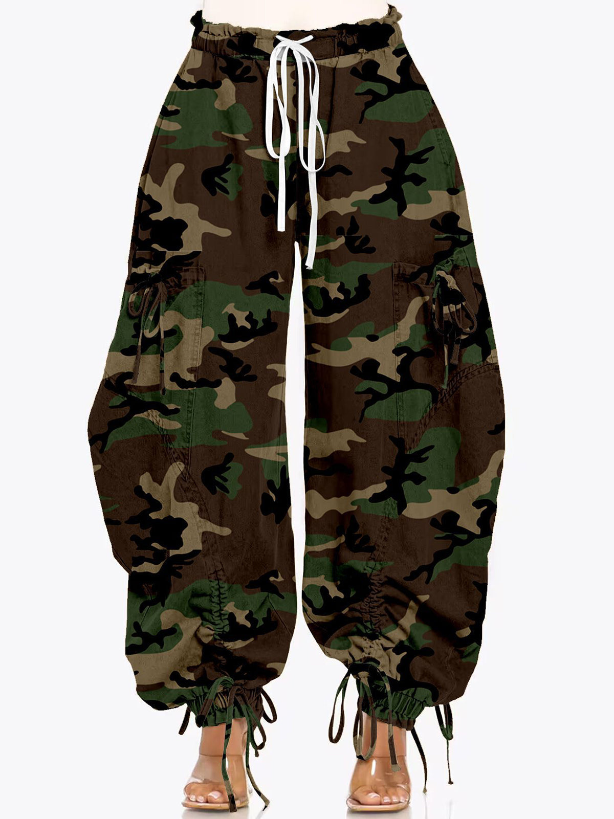 Camouflage Print Drawstring Harem Pants