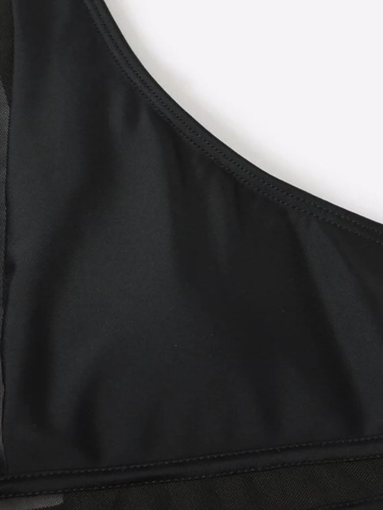 Sleeveless Mesh Patchwork Swimsuit