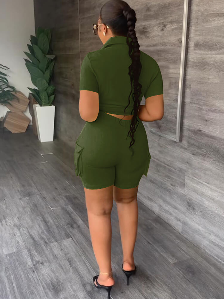 Two Piece Short Sleeve Top Shorts