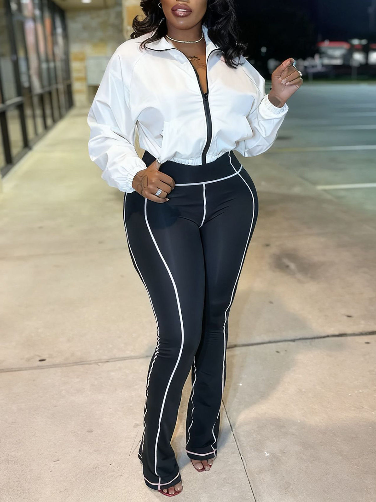 Leggings-Set mit Reißverschluss-Oberteil