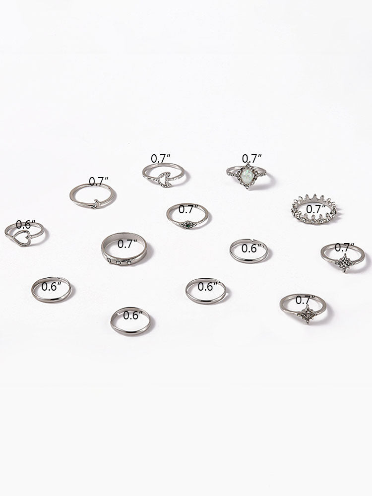 Eleven Piece Pearl Rhinestone Rings Set