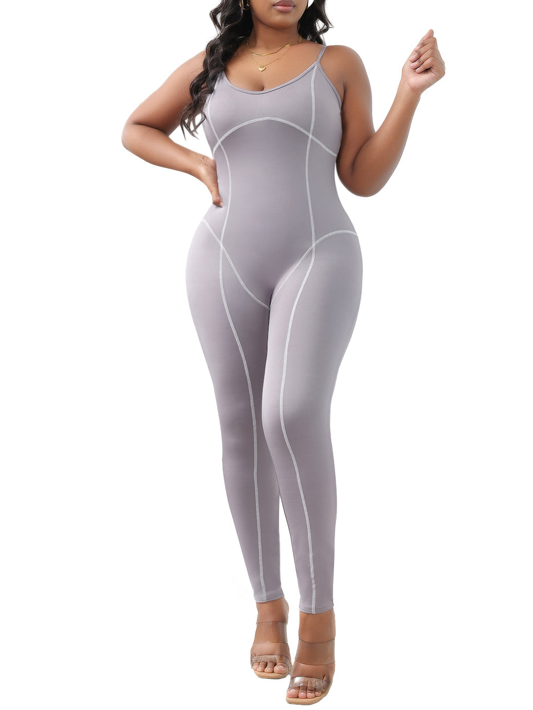Spaghetti Strap Solid Color Jumpsuit