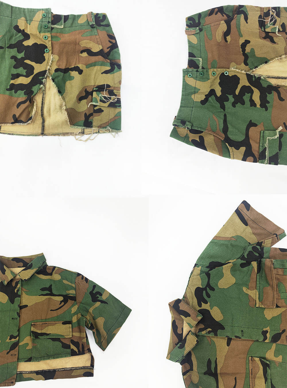 Two Piece Camouflage Jacket Split Skirts