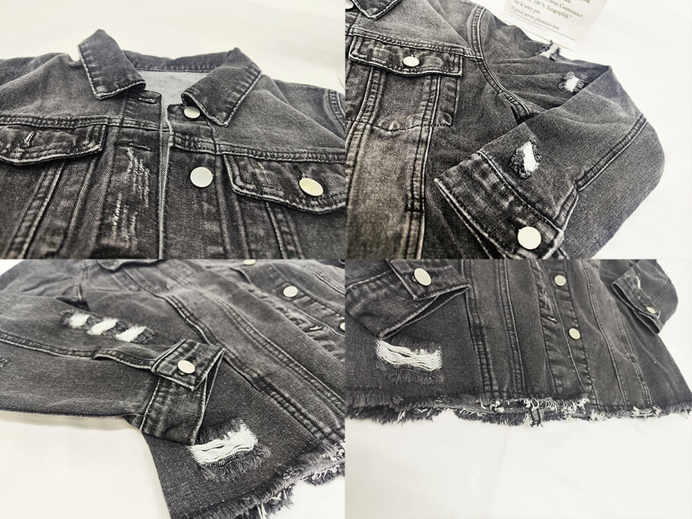 Denim Long Sleeve Ripped Bodycon Jacket