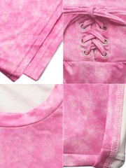 Tie-Dye Short Sleeve Crop Top Tie-Waist Pants Set