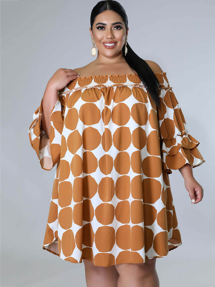 Chiffon Flare Sleeve Printed Mini Dress