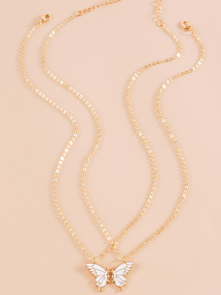 Double Layer Butterfly Pendant Chain Necklaces