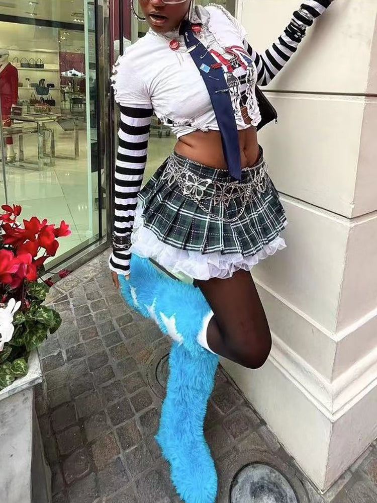 Star Print Fur Bootss