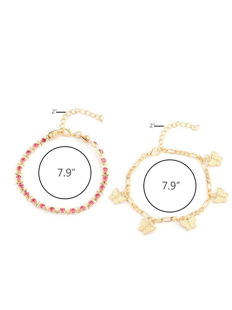 Double Layer Butterfly Pendant Tassel Anklets