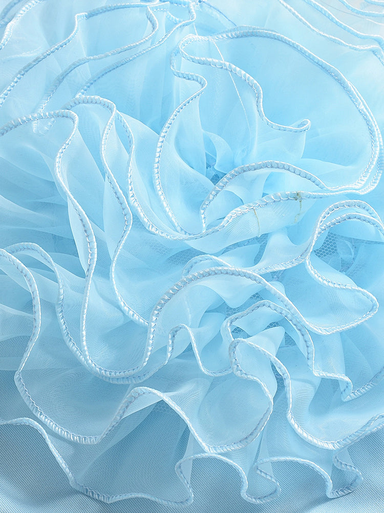 3D Floral Embellished Backless Halter Dress