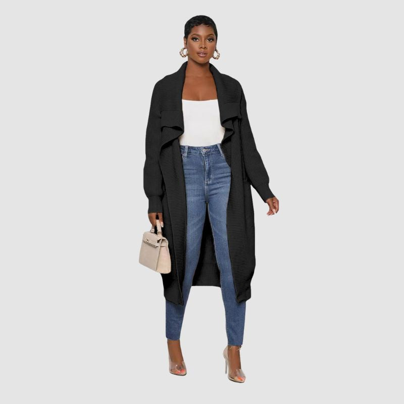 Solid Color Long Knit Cardigan