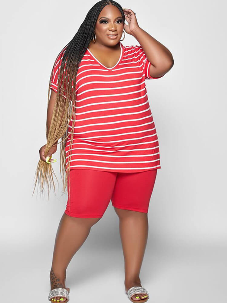 Two Piece Short Sleeve T-Shirt Bodycon Shorts