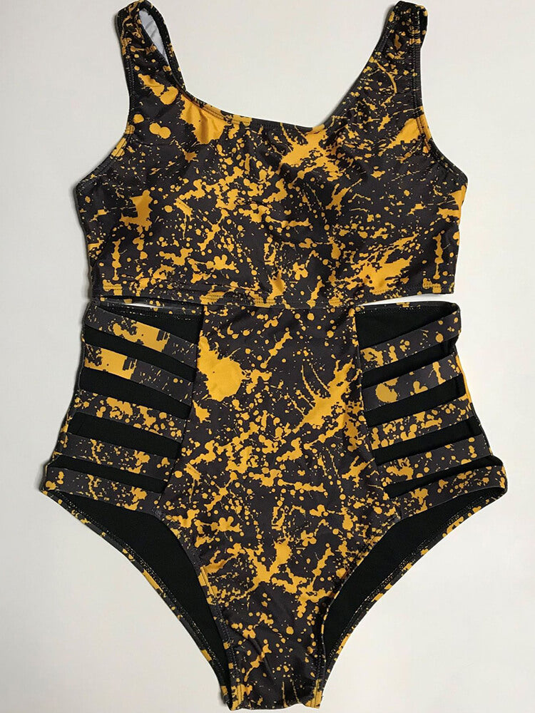 Plus Size One Piece Hollow Out Swimsuit