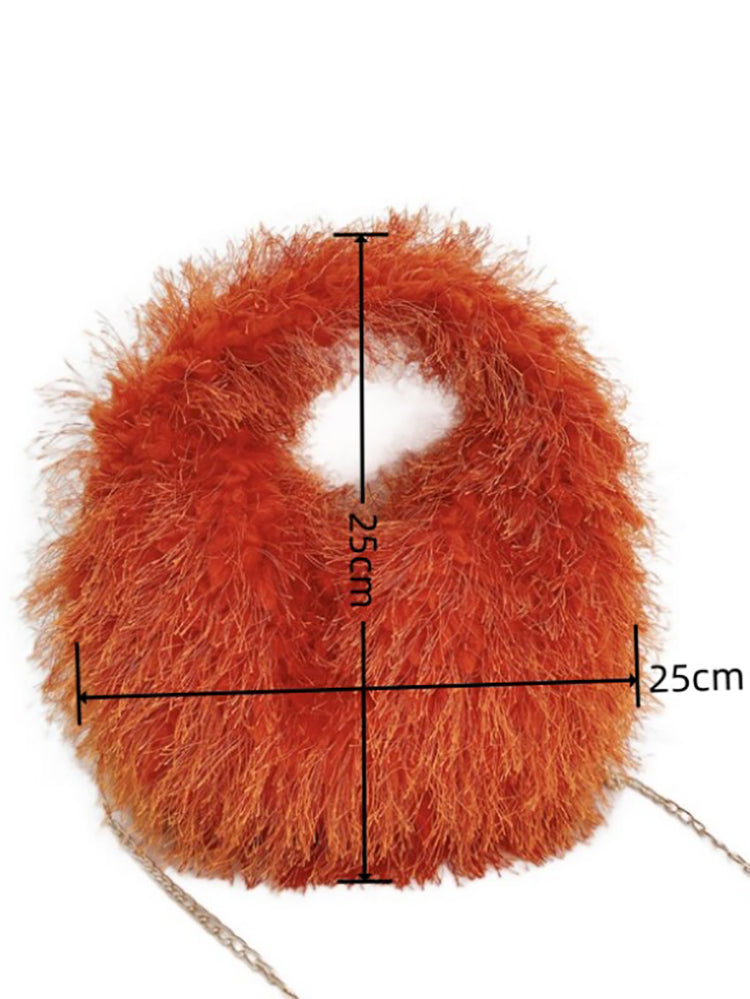 Candy Color Fluffy Fringe Mini Handbag