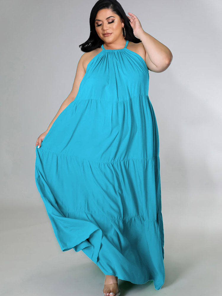 Plus Size Sleeveless Ruched Maxi Dress