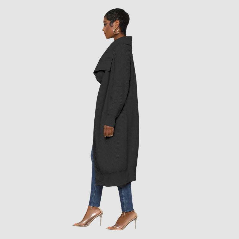 Solid Color Long Knit Cardigan