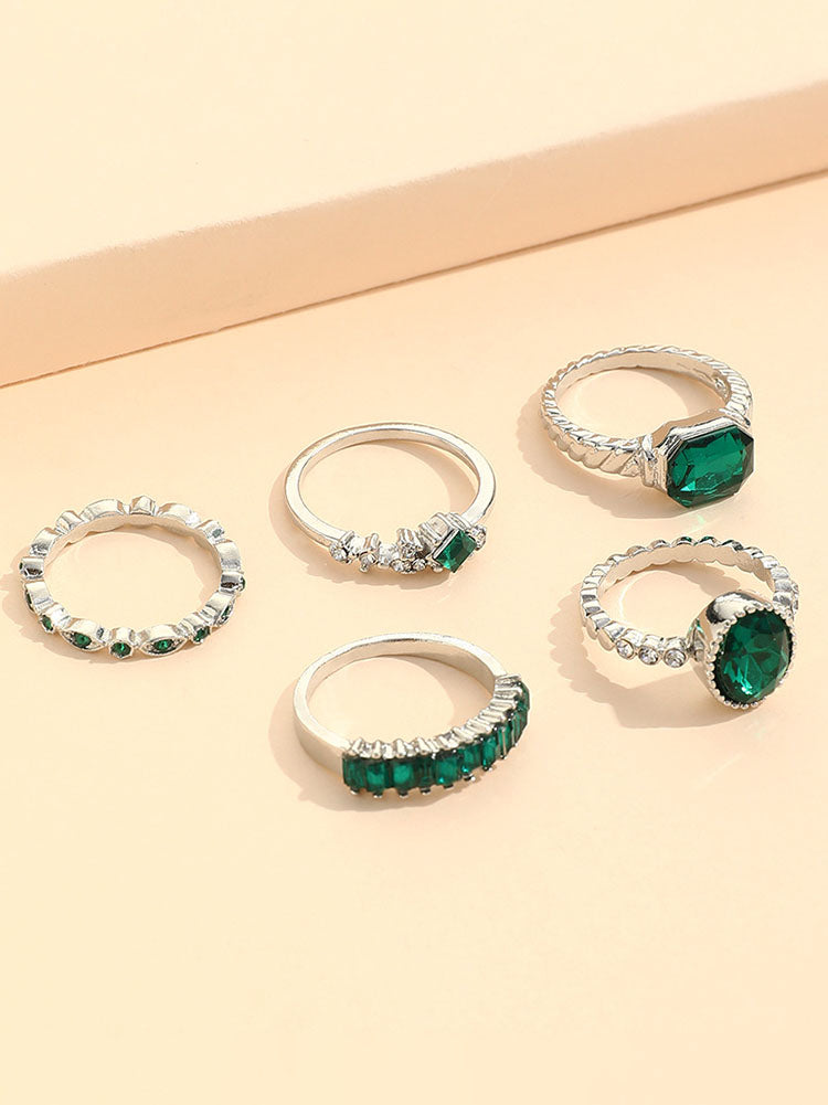 Five Piece Imitation Gem Rings Set
