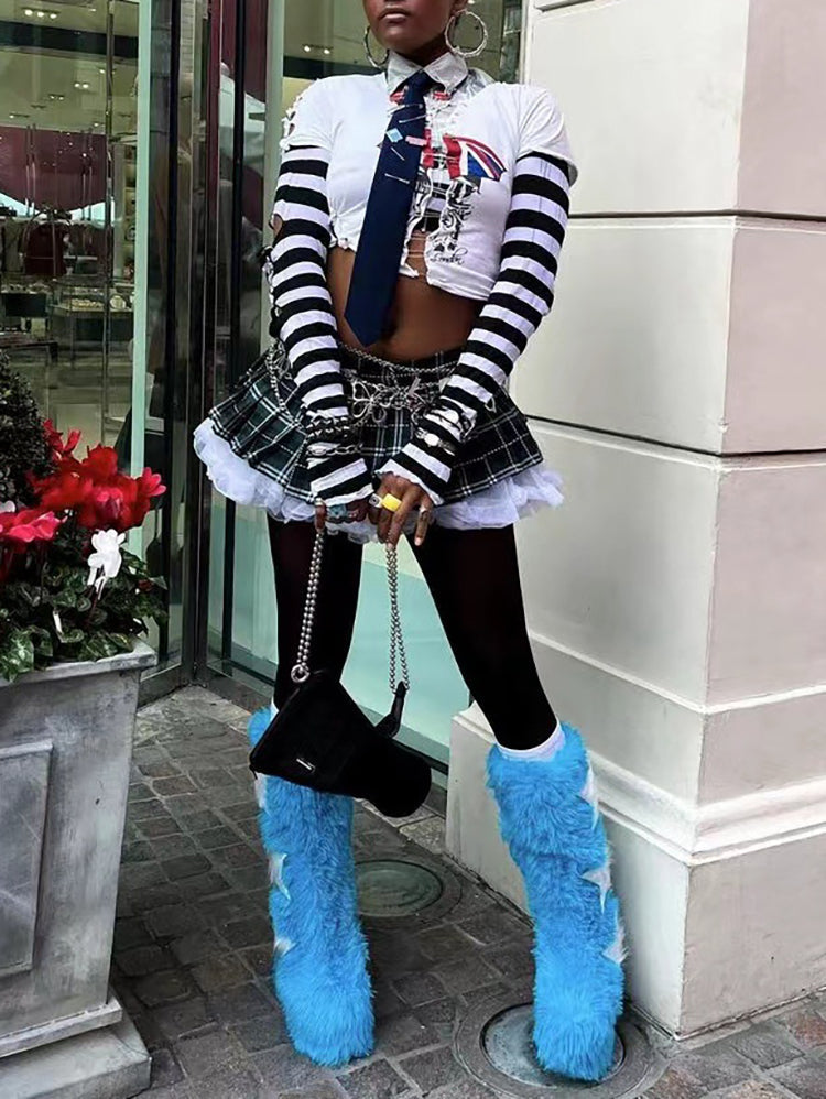 Star Print Fur Bootss