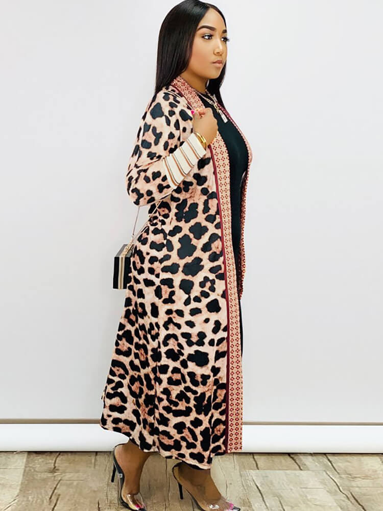 Long Sleeve Printed Color Block Cardigan