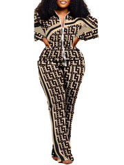 Two Piece Long Sleeve Printed Jacket Pants